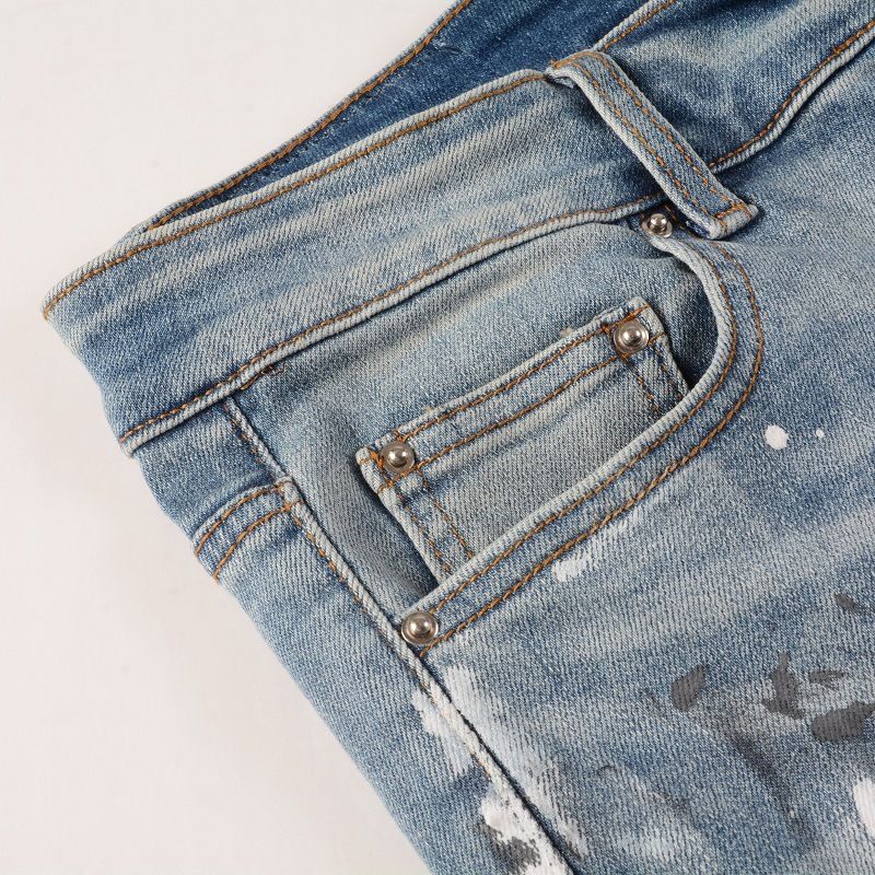 Ανδρικά ρούχα Graffiti Slim High Street Jeans Patch Diamond Hole Patch_voghion.com