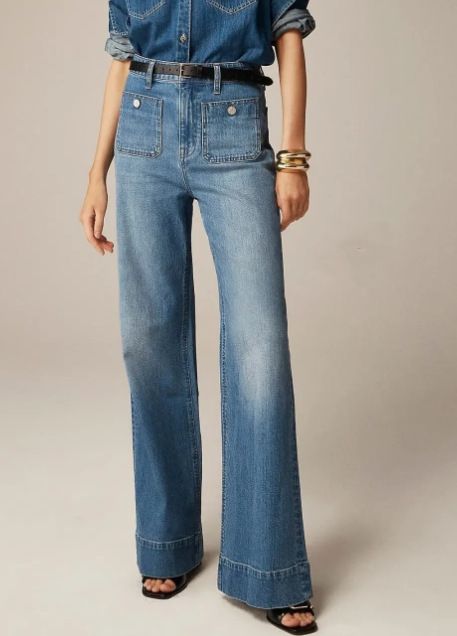 Calça jeans feminina de cintura alta e perna larga – Calça jeans com lavagem elástica e vários bolsos (azul escuro, azul claro, preto, branco, azul médio) – XS a 3XL_voghion.com