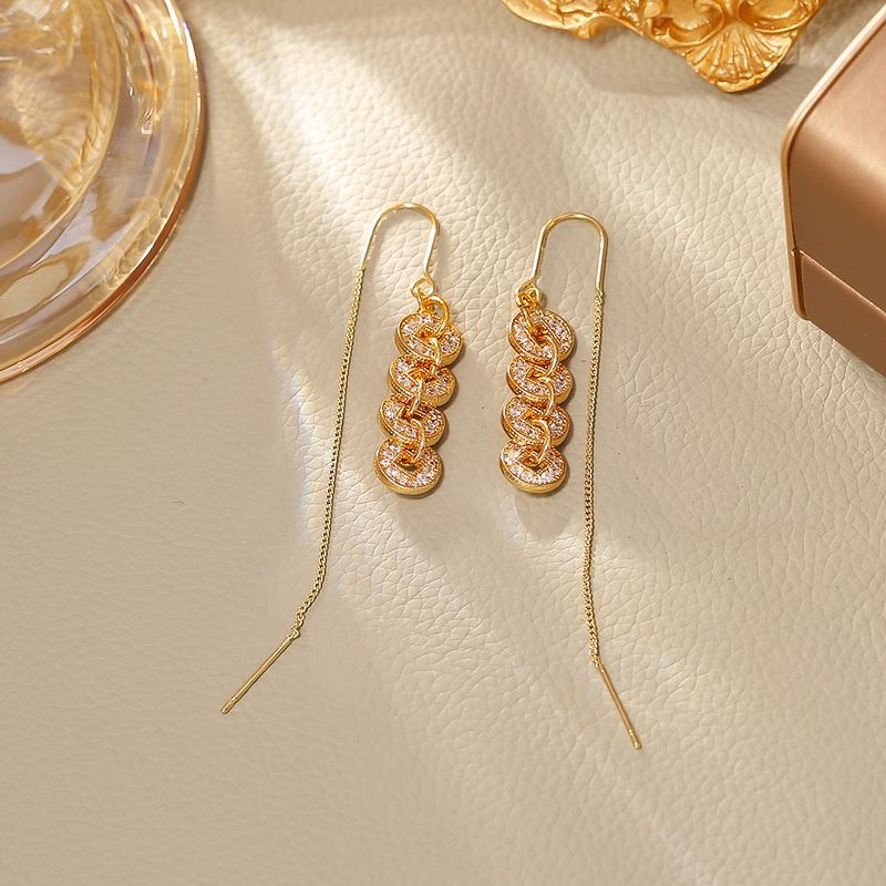 Boucles d'oreilles pendantes en forme de pièces de monnaie de style chinois - Design à long pompon, luxe léger, élégant et tendance avec une personnalité unique_voghion.com