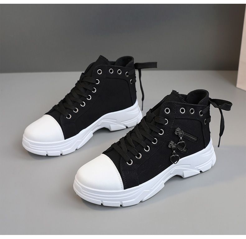 New Canvas High Top Women's 2024 Breathable Thick Sole Elevated Casual Shoes Martin Boots Sports_voghion.com