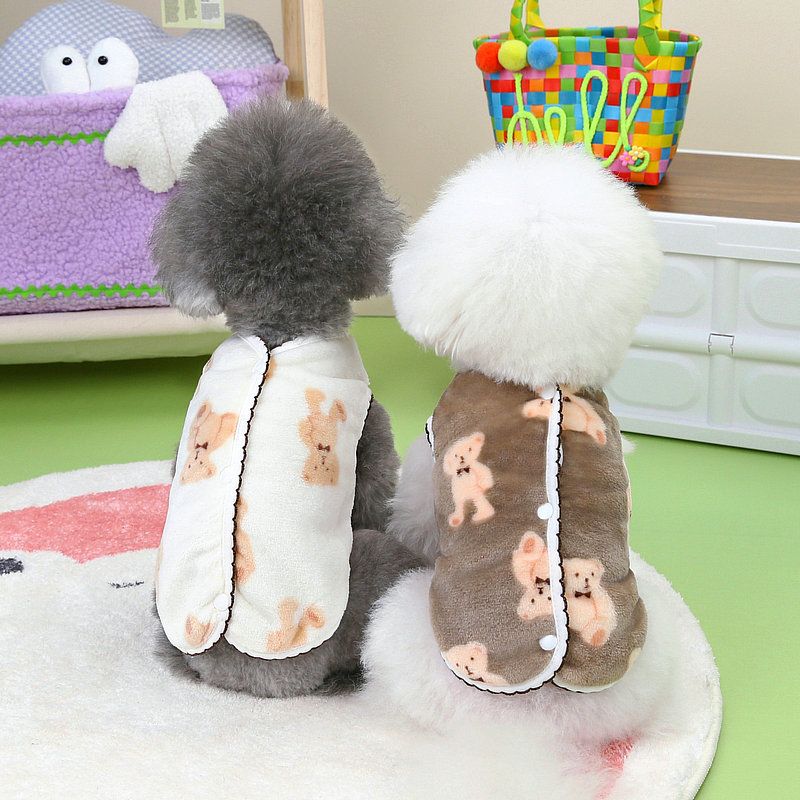 Autumn and Winter 2023 new dog clothes Crescent bear velvet vest Teddy Bomei cute pet dog clothes in stock_voghion.com