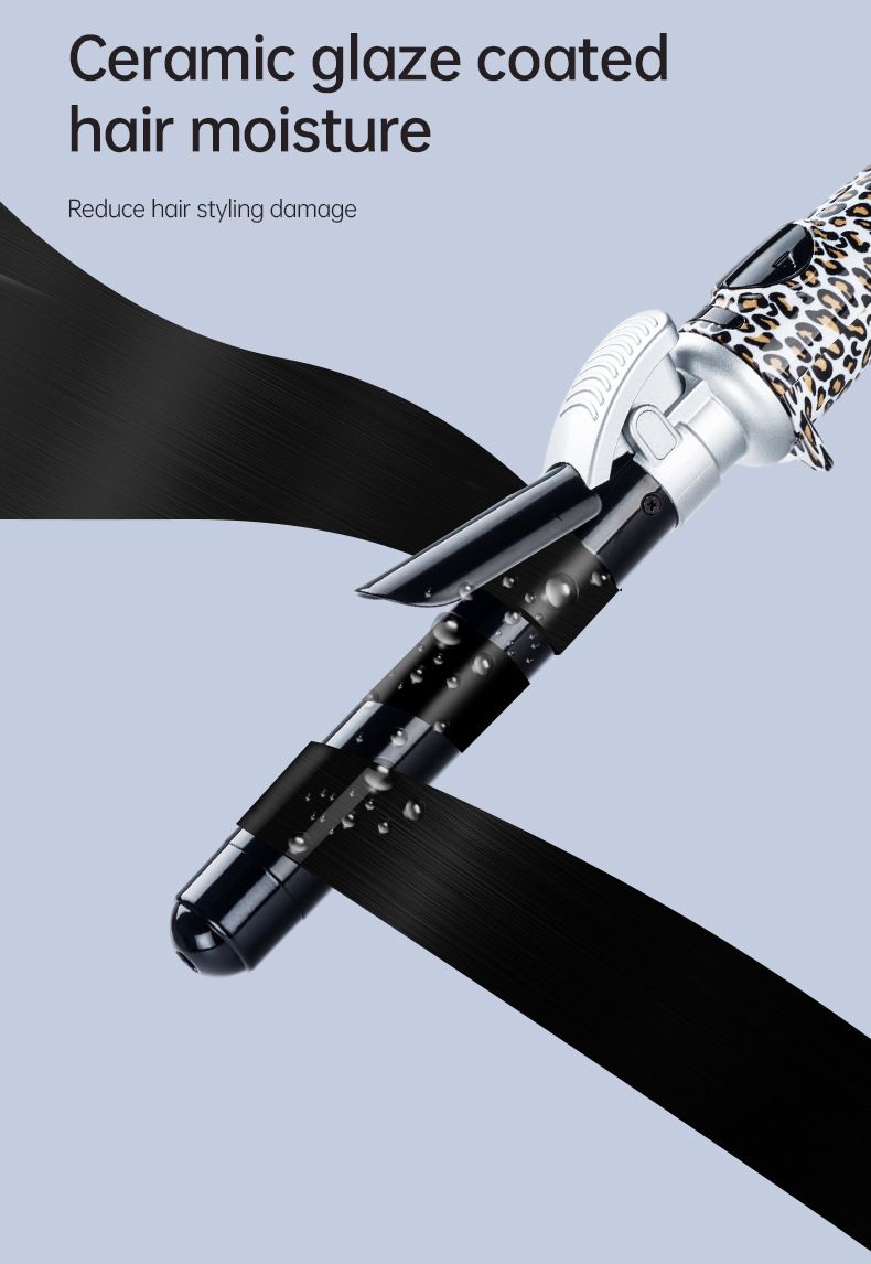 Ferro arricciacapelli elettrico con stampa leopardata, completamente automatico, in ceramica, per ricci grandi e onde grandi, strumento per lo styling dei capelli_voghion.com