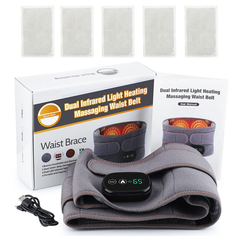 Elektrisches Heizmassagegerät mit Vibration, heiße Kompresse, Lendenwirbelstütze, Gürtel, Taillenmassage, Rückenstütze, Entspannung, Durchblutung_voghion.com