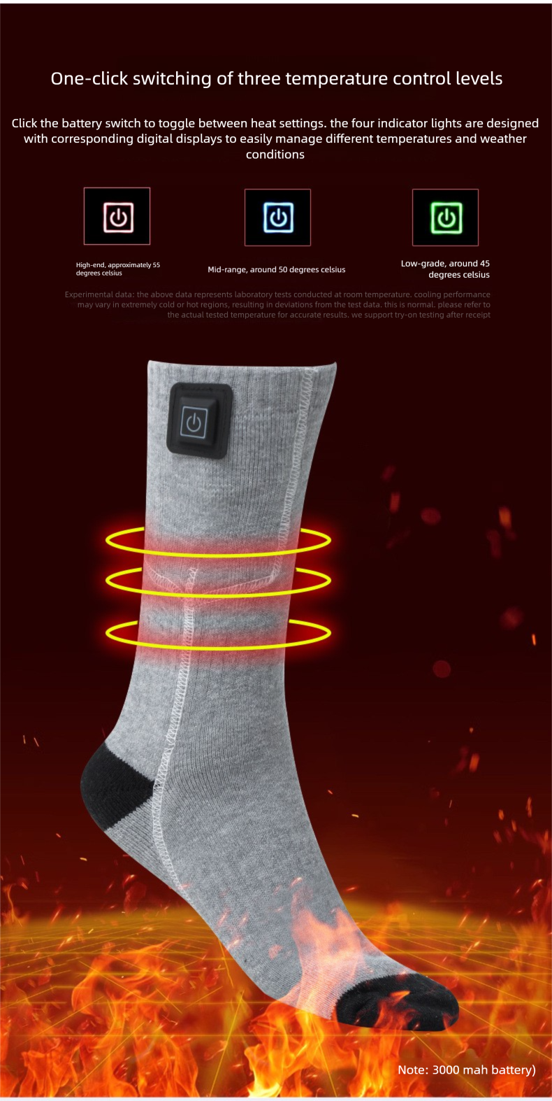 Ogrzewacze dla mężczyzn i kobiet, ogrzewacze stóp, zimowe, termiczne, regulowane, akumulatorowe skarpety narciarskie, trzypoziomowa regulacja temperatury_voghion.com