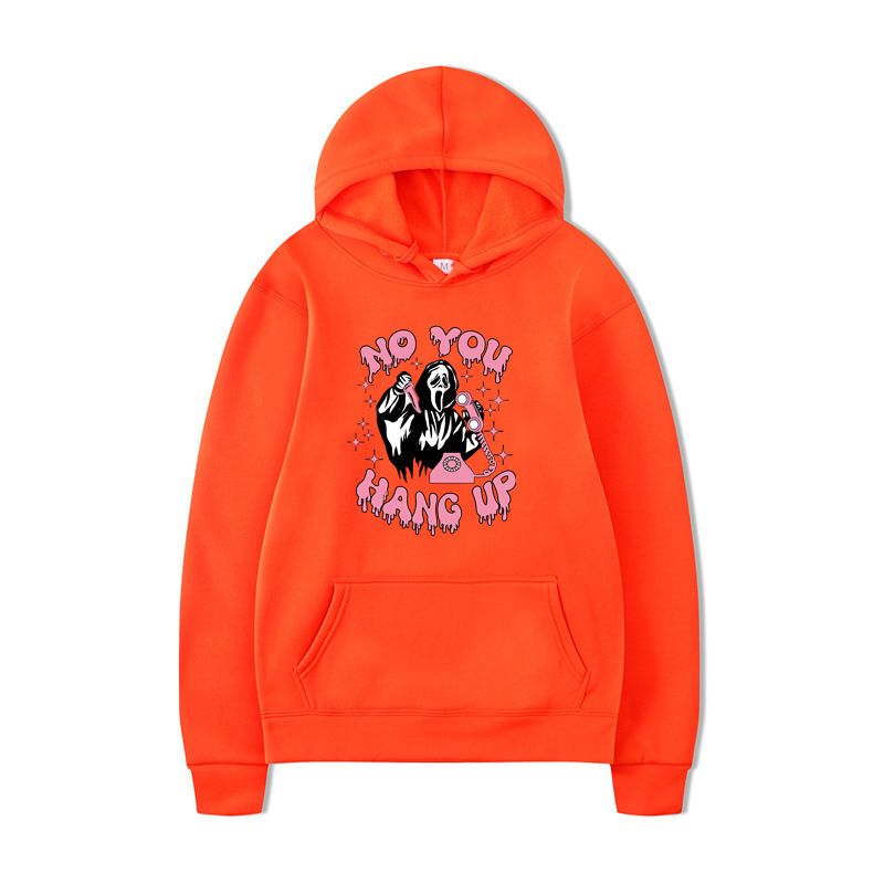 Felpa con cappuccio casual larga con stampa a cuore "No You Hang Up" per Halloween_voghion.com