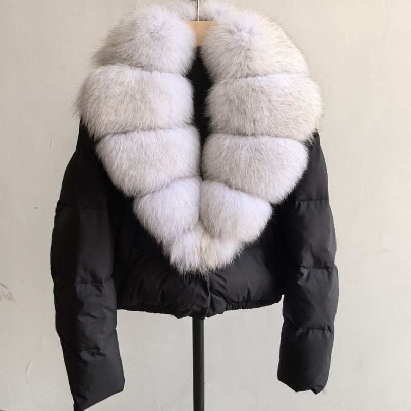Luxury Winter Short Down Jacket For Women With Detachable Fox Fur Collar, Fashionable & Warm Puffer Coat, Elegant Casual Outerwear_voghion.com