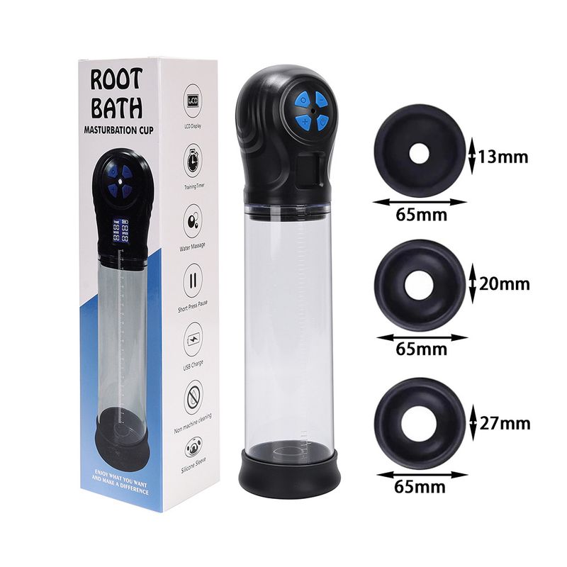 Men's Fully Automatic Aircraft Cup Penis Stretching JJ Trainer Erection Device Physical Hydrotherapy LCD Enlarger_voghion.com