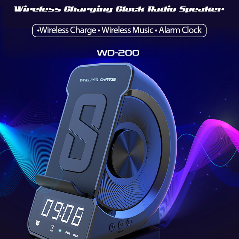 Wireless Charging Telefon Holder mat 5.0 Bluetooth Speaker Wecker Musek Player Digital Display Smart Phone Charger Stander_voghion.com