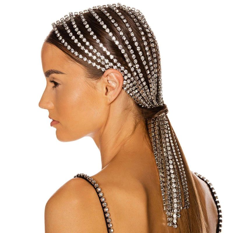 Frauen neue mode zubehör strass lange quaste kopfschmuck persönlichkeit stirnband haar zubehör ins stil haar zubehör_voghion.com