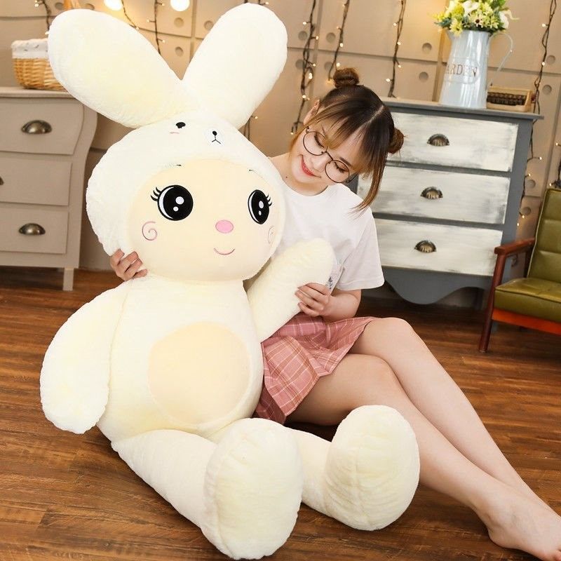 Großes Plüschkaninchen-Kuschelkissen, niedliches, weiches Stoffkaninchen-Plüschtier, ideales Geschenk für Kinder_voghion.com