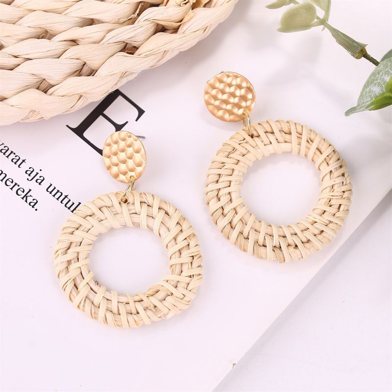 conjunto de brincos de borla hit Novos brincos boêmios Brincos de vime de madeira_voghion.com