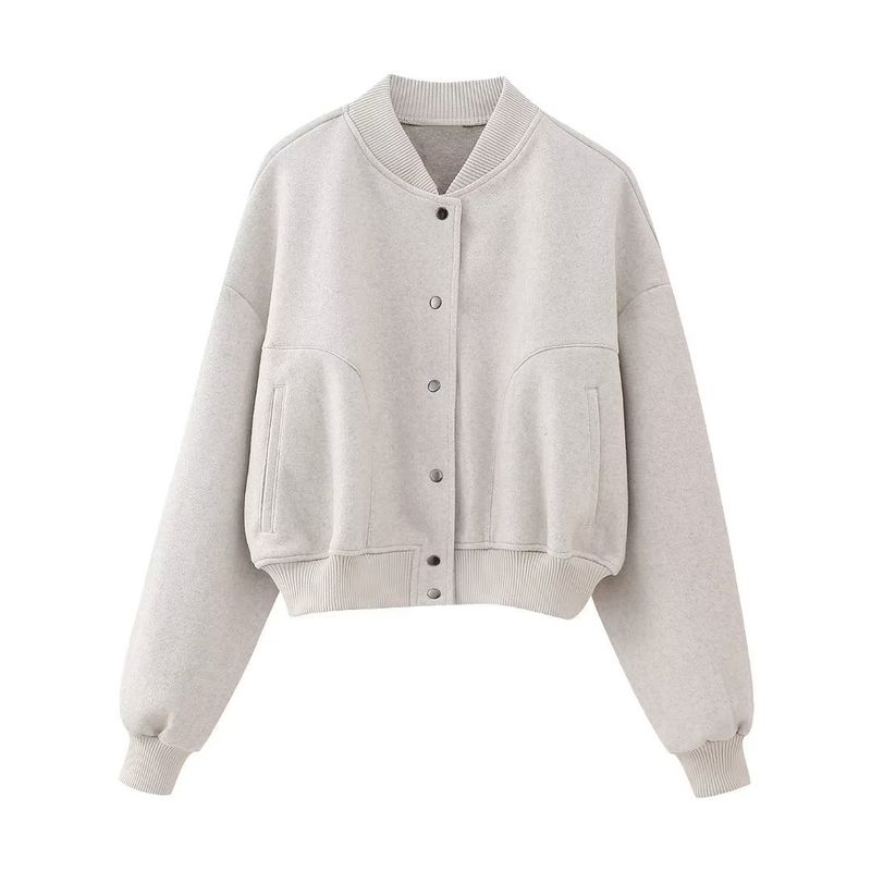 Damenmode Herbst und Winter neue weiche kurze lockere lässige Baseballjacke_voghion.com