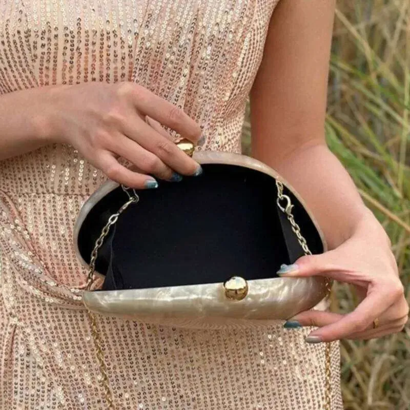 Designer Bags Evening Clutch Women Dia Round Acrylic Handle Trapezoidal Purses And Handbag Wedding Party Bag_voghion.com