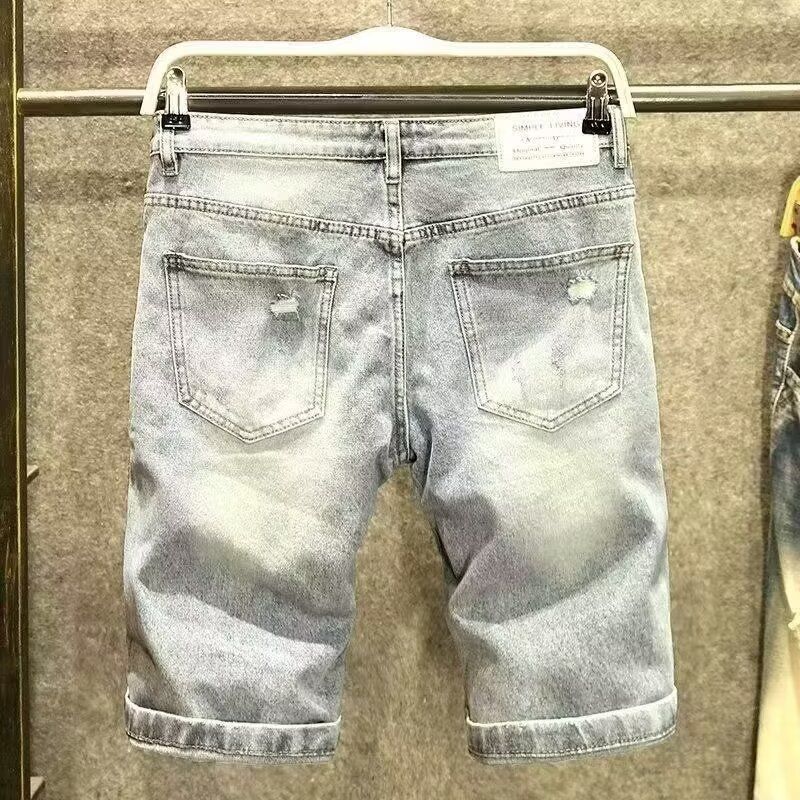 Herrenbekleidung Sommer Dünn Gewaschen All Match Große Größe Jeansshorts Mittellange Hosen Nicht Elastische Shorts_voghion.com