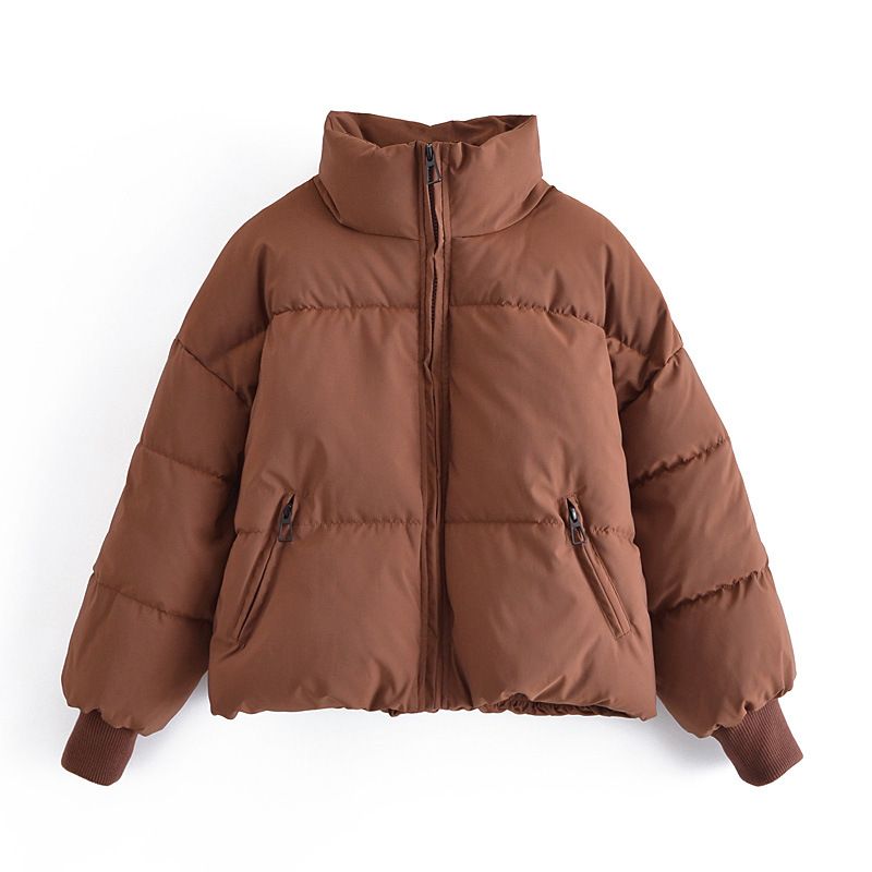 Damen-Pufferjacke für Herbst & Winter – gemütlicher, übergroßer Steppmantel mit Stehkragen, leichte, warme Oberbekleidung (Khaki, Schwarz, Beige, Camel)_voghion.com