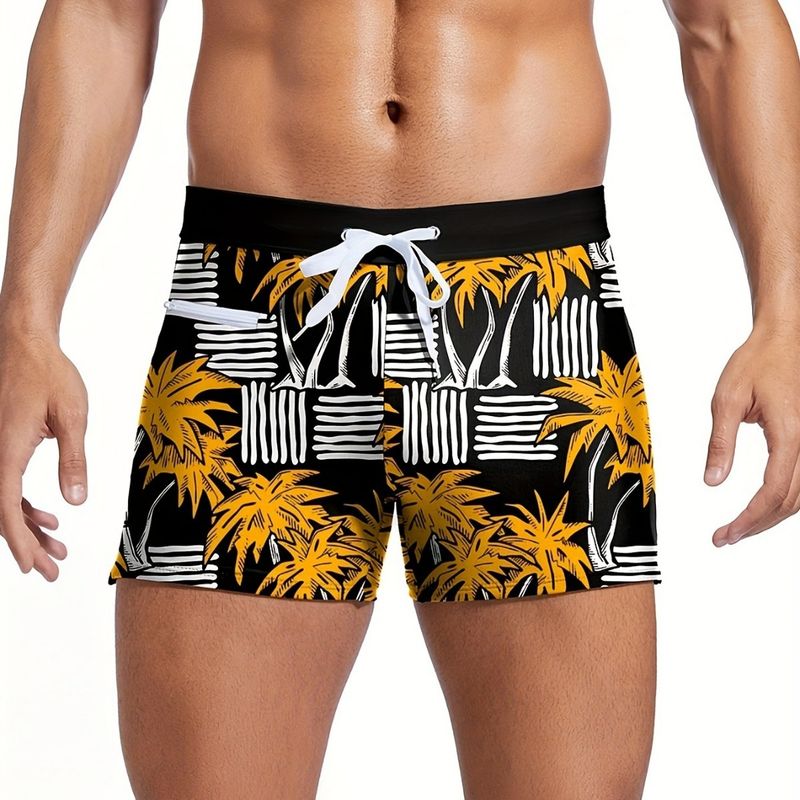 Men's Clothing Men's Boxer Briefs + Striped Squares + Prints, Simple, Can Be Used In The Water, Beach, Anti Exposure Tether Zipper, Spot_voghion.com