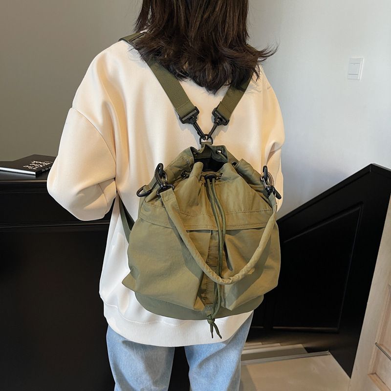 Zaino a tracolla da donna, casual, con coulisse, grande capacità, leggero, portatile, in nylon_voghion.com