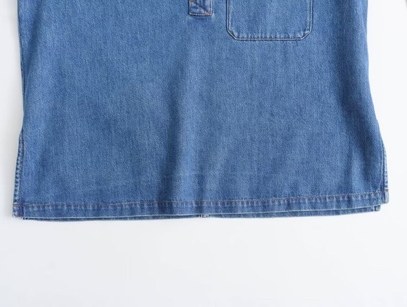 Women's Clothing Street Fashion Straight Pants Suit Tops Denim Casual Wear_voghion.com