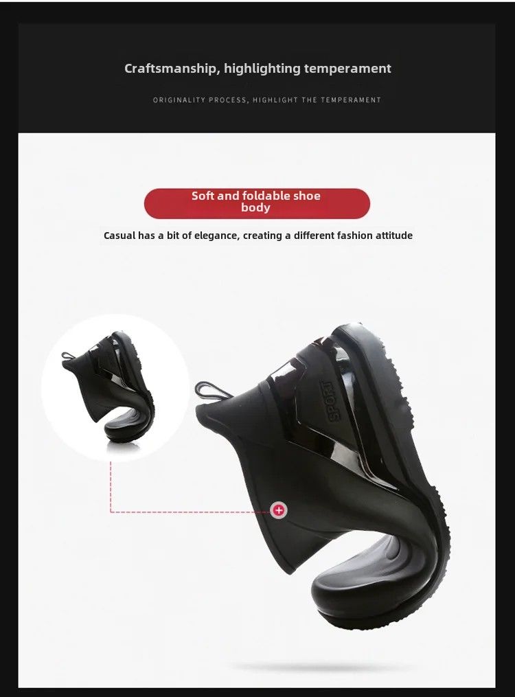 Cizme de ploaie pentru bărbați la modă, scurte, antiderapante, cu butuc mediu, croite, din fleece, pantofi de bucătărie pentru exterior_voghion.com