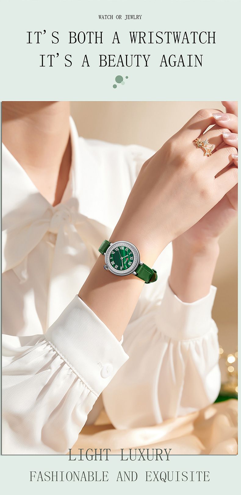 Women's Elegant Quartz Watch With Roman Numerals And Diamond Accents, Waterproof Stainless Steel Band, Minimalist Round Dial For Casual Wear_voghion.com