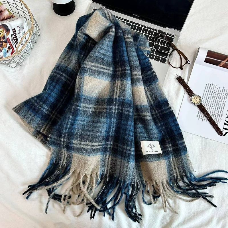 2024 Neuer Mirad Premium-Schal mit Karomuster für Damen im Winter, koreanische Ausgabe, doppelt verwendbar, dicker, warmer Schal_voghion.com