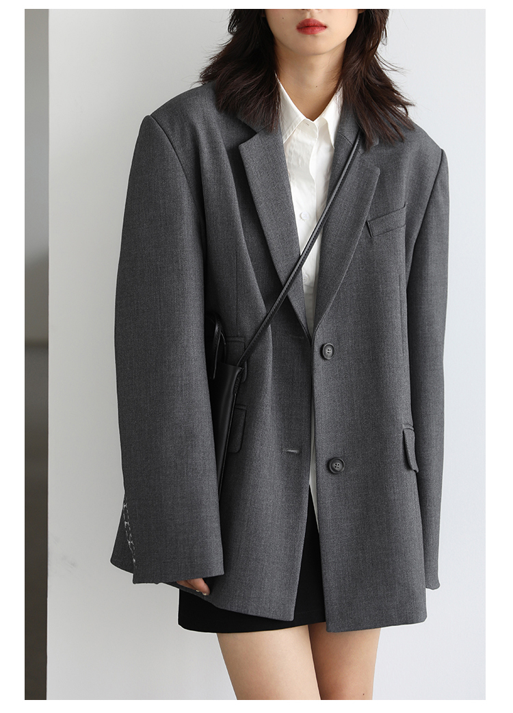 CHICVEN Donna Office Lady Blazer Polsino Ricamo Spalla Larga Abito in Twill Capispalla Donna Autunno Capispalla Elegante Top_voghion.com
