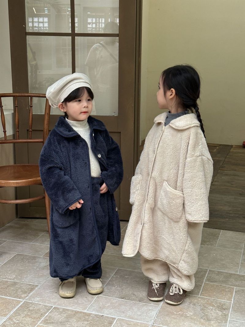 Pijamas de franela para niños, camisón largo de otoño/invierno para bebés, conjunto de ropa de casa de terciopelo Coral para niños y niñas_voghion.com