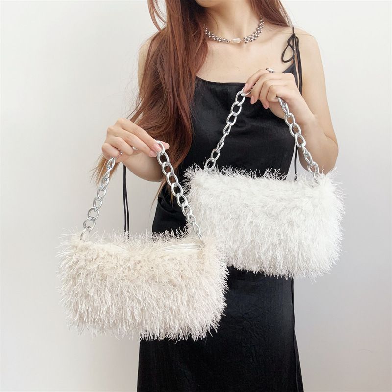 Plüschhandtaschen, Pelz-Unterarmtaschen, Schultertaschen, Kettentaschen, Abendtaschen_voghion.com