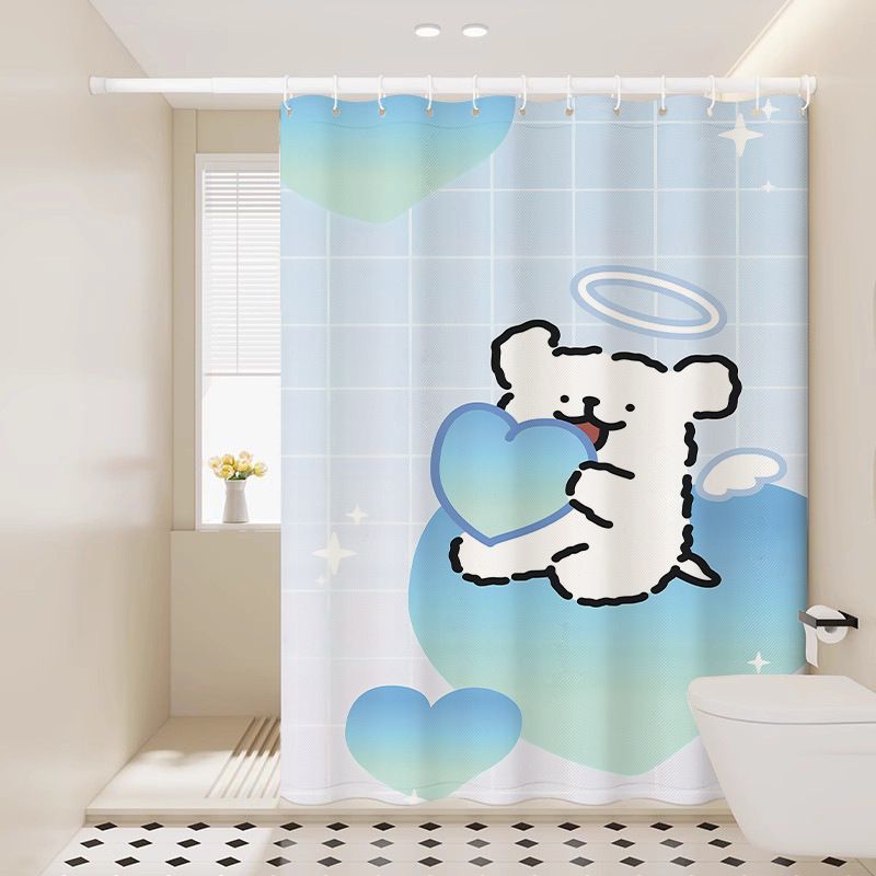 Tenda da doccia con motivo a cuccioli, stile cartoon, impermeabile, per porta, finestra, bagno_voghion.com