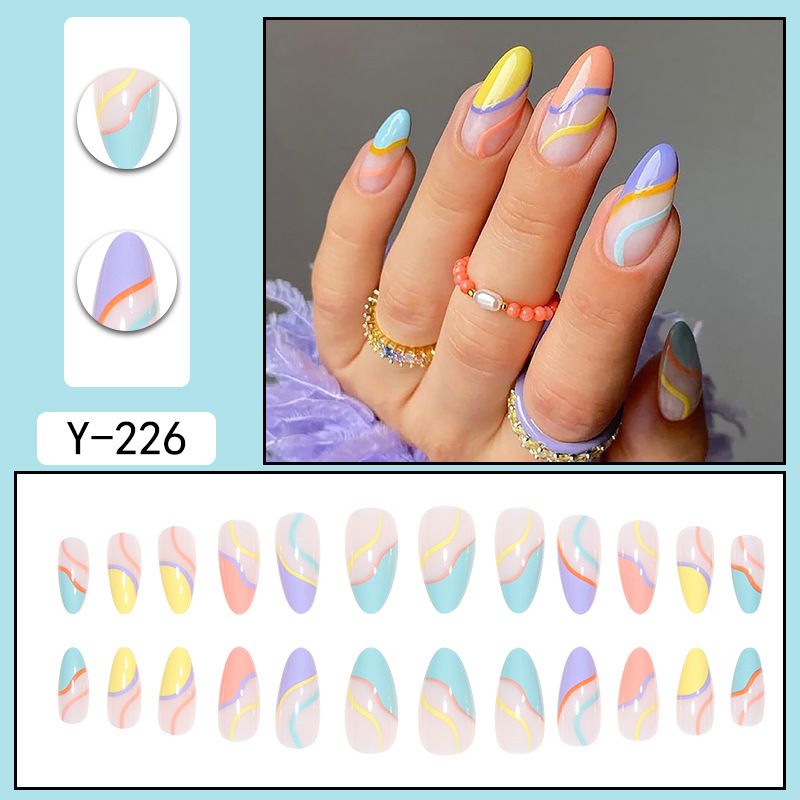 Wiederverwendbares Set mit aufklebbaren Nägeln – trendige Farbverläufe und minimalistische Designs, einfach anzubringende künstliche Nägel für mühelose Schönheit (mehrere Farben und Stile)_voghion.com
