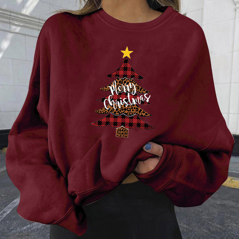 Weihnachten frauen kleidung Herbst und Winter Neue Stil Samt Heißer Verkauf Weihnachten Personalisierte Druck Mode Lose Sweatshirt Dropshipping_voghion.com