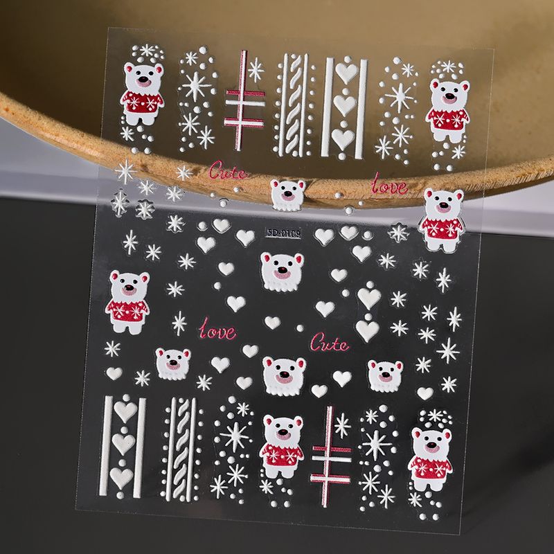 Christmas Embossed Nail Decals - 5D Naked Sheet | 3D Santa Snowman Snowflake Cartoon Relief Stickers_voghion.com