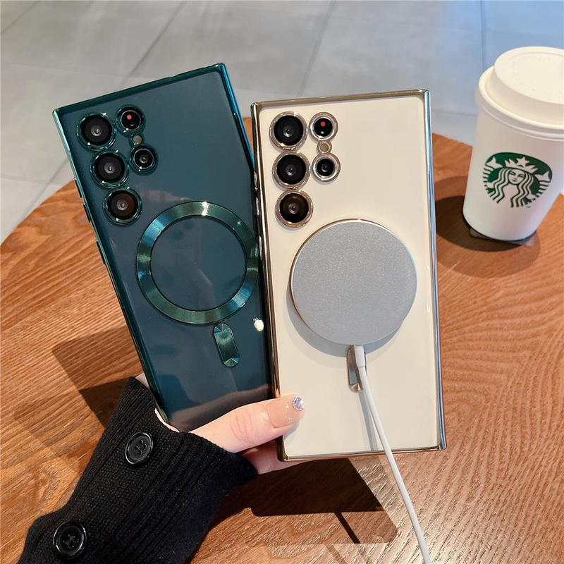 Hinweis 10 20 S21 S20 Fe magnetische drahtlose Ladung transparente Hülle für Samsung Galaxy S23 S22 Ultra Plus Magsafe Cover S 23 22 20_voghion.com