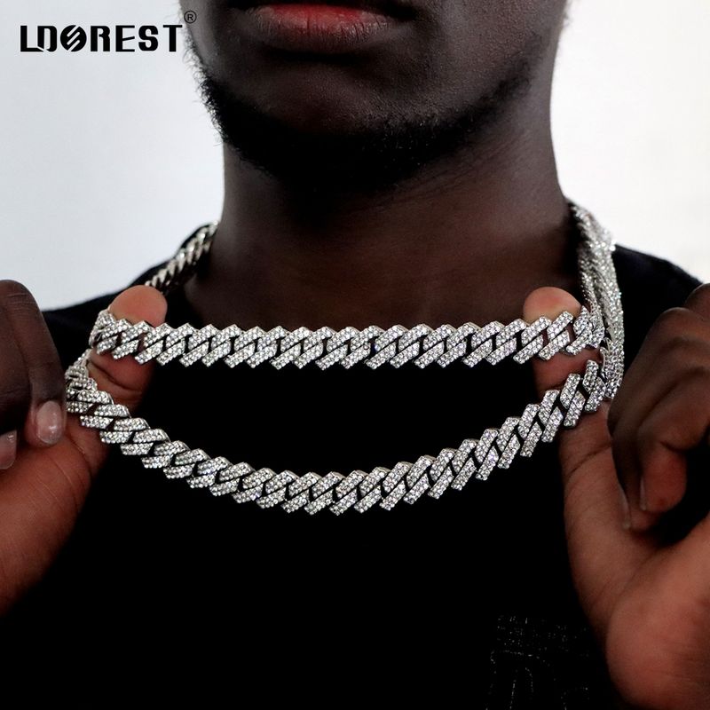 2025 New Arrivals Hip Hop 14MM Prong Link Necklace & Bracelet Iced Out Bling Cuban Chain Rhinestone Chains For Men Punk Rapper Jewelry_voghion.com