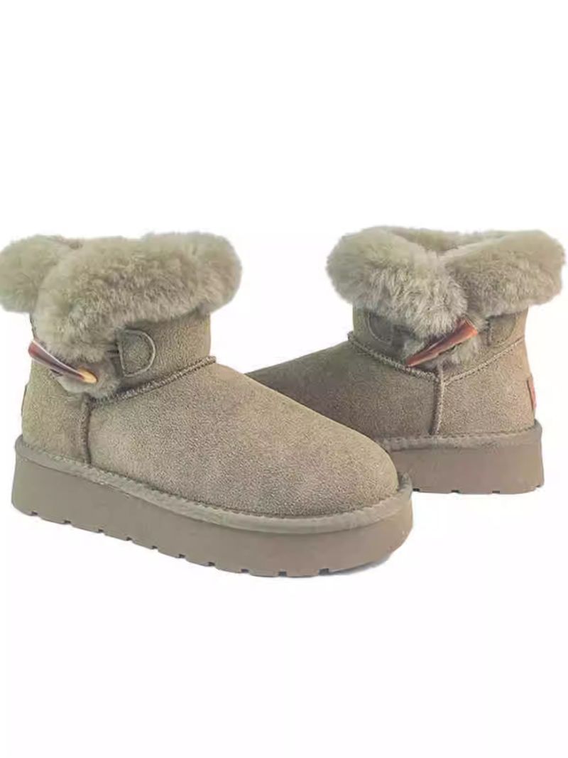 Stivali da neve con suola spessa e bottone in corno di mucca per donna nel 2024, nuovi stivali invernali e caldi in pelliccia morbida_voghion.com
