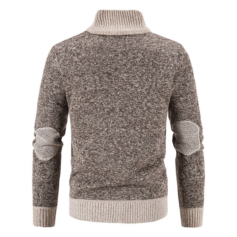 Men's plus-size sweater coat with fleece and thickening stand collar cardigan_voghion.com