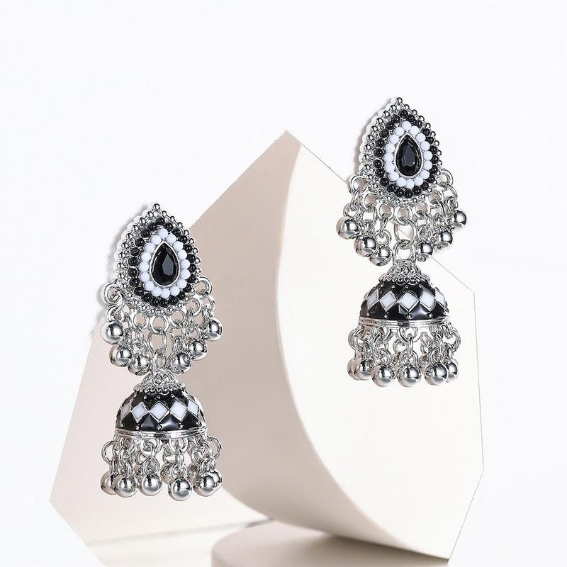 Perline colorate bohemien Orecchini etnici Orecchini da donna 2024 Moda Lanterna smaltata Orecchini lunghi Gioielli da sposa indiani Jhumkas_voghion.com
