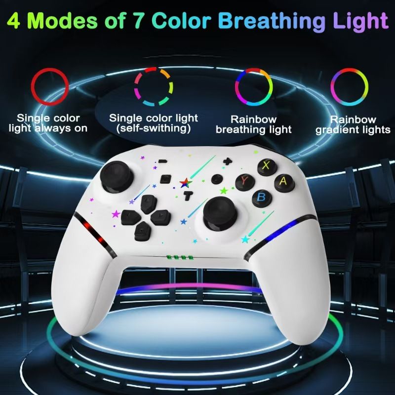 Kabelloser RGB-Gaming-Controller | Ergonomisches Design, 1200-mAh-Akku, Unterstützung für PC/Android TV | RGB-Licht und Vibrationsfeedback für wettkampforientierte Gamer_voghion.com