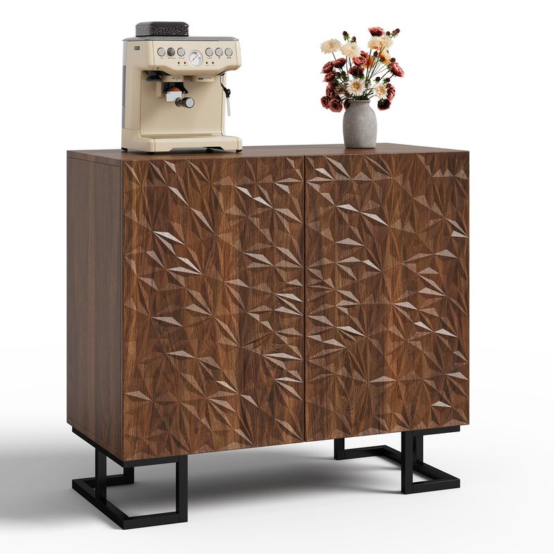 Credenza 80x78 cm Walnussoptik, cassettiera con apertura a pressione, metallo, design moderno_voghion.com
