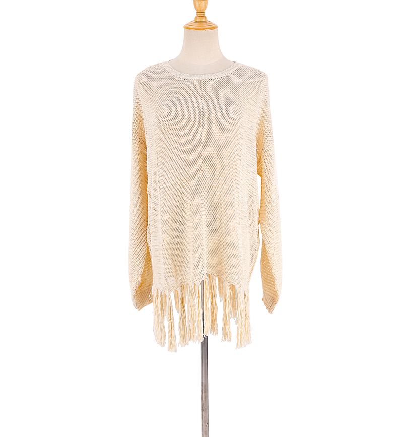 Women's Crochet Lace Fringe Beach Cover Up – Boho Chic Bikini Wrap, Lightweight Sun Protection Shirt, One Size Fits All_voghion.com