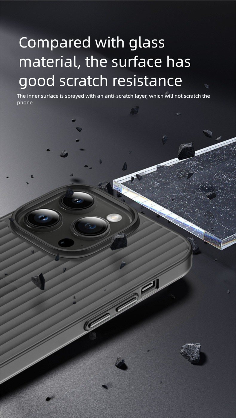 Compatible IPhone 16 Corrugated Phone IPhone15 Pro Max Striped Suitcase Hard Shell Semi-Transparent Matte PC Case_voghion.com