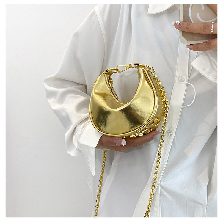 French Semicircular Niche Design Handbag for Women 2024 New High-end Mirror Chain Shoulder Bag Versatile Crossbody Bag_voghion.com