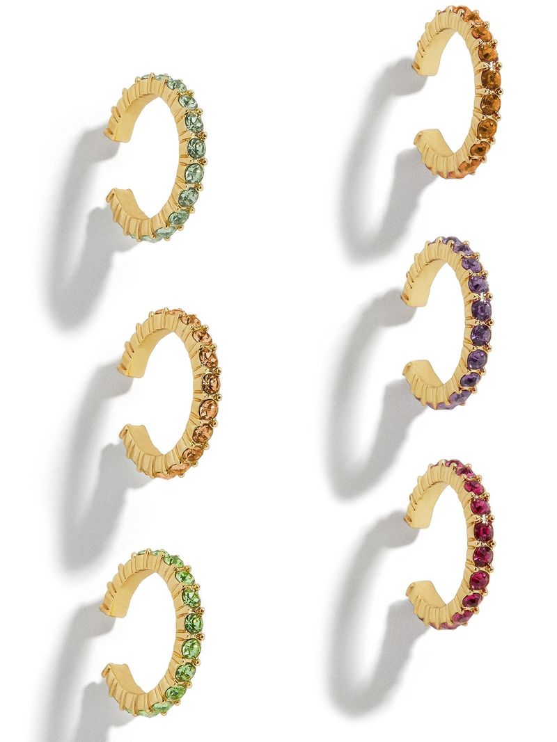 Boucles d'oreilles tendance en forme de C, ensemble de six pièces, bijoux simples en zircone, micro-incrustés de diamants_voghion.com