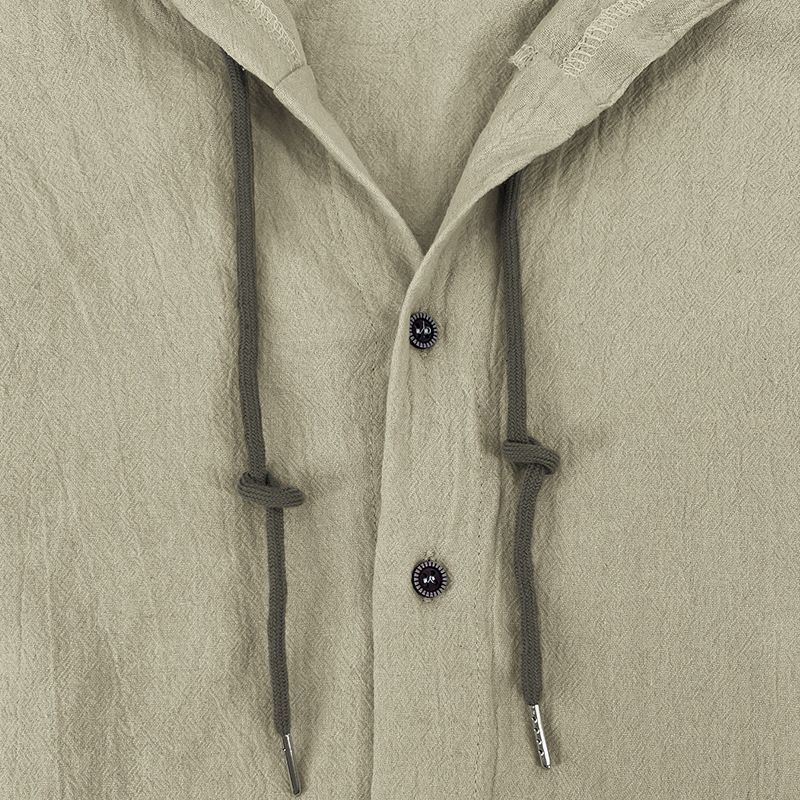 Maglietta casual a maniche lunghe con cappuccio e coulisse in cotone e lino, tinta unita, da uomo, alla moda, da abbinare a qualsiasi outfit, da spiaggia_voghion.com