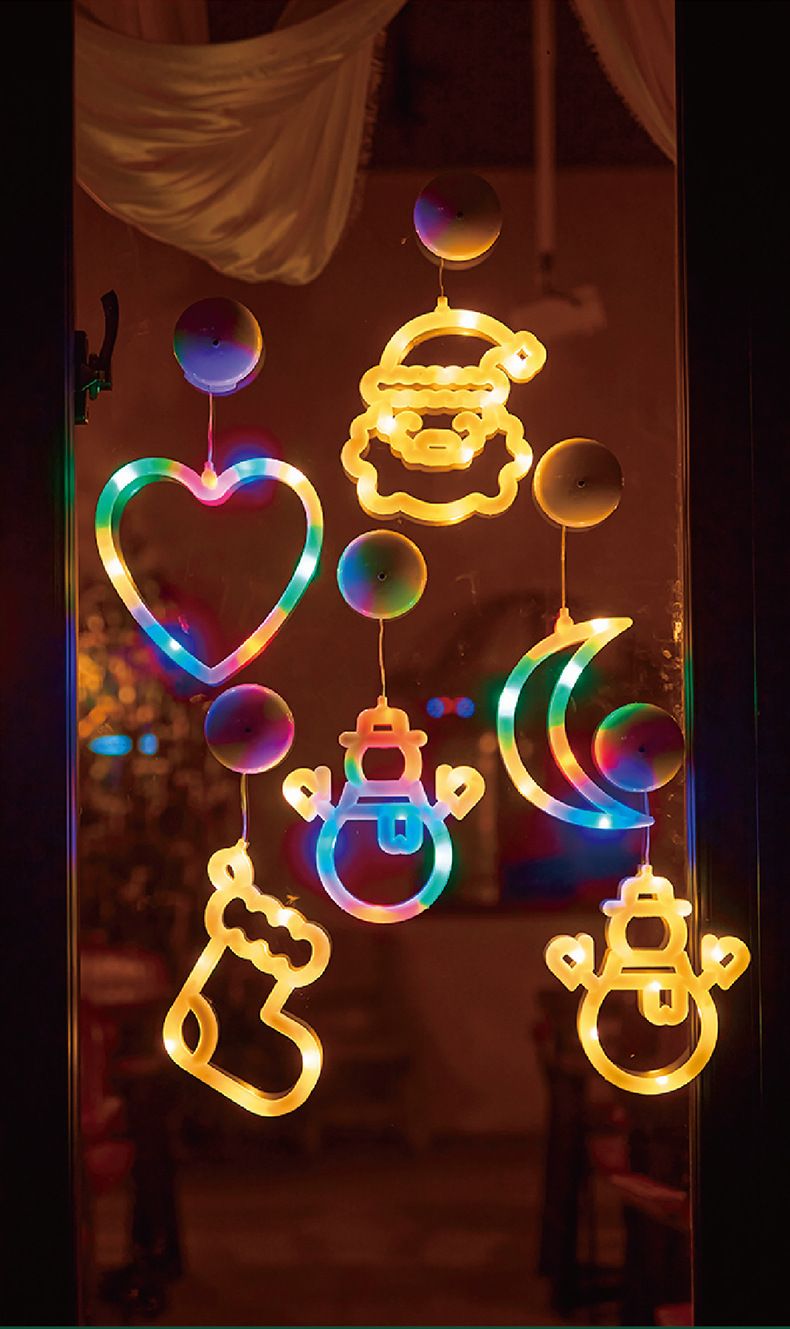 Luces navideñas con ventosa: guirnalda de luces LED a pilas para decoración navideña, en blanco cálido y multicolor._voghion.com