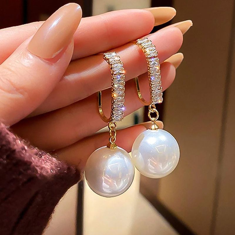 Orecchini da donna personalizzati con perle di Internet Celebrity, alla moda e minimali, con ago d'argento, orecchini dal design alla moda_voghion.com