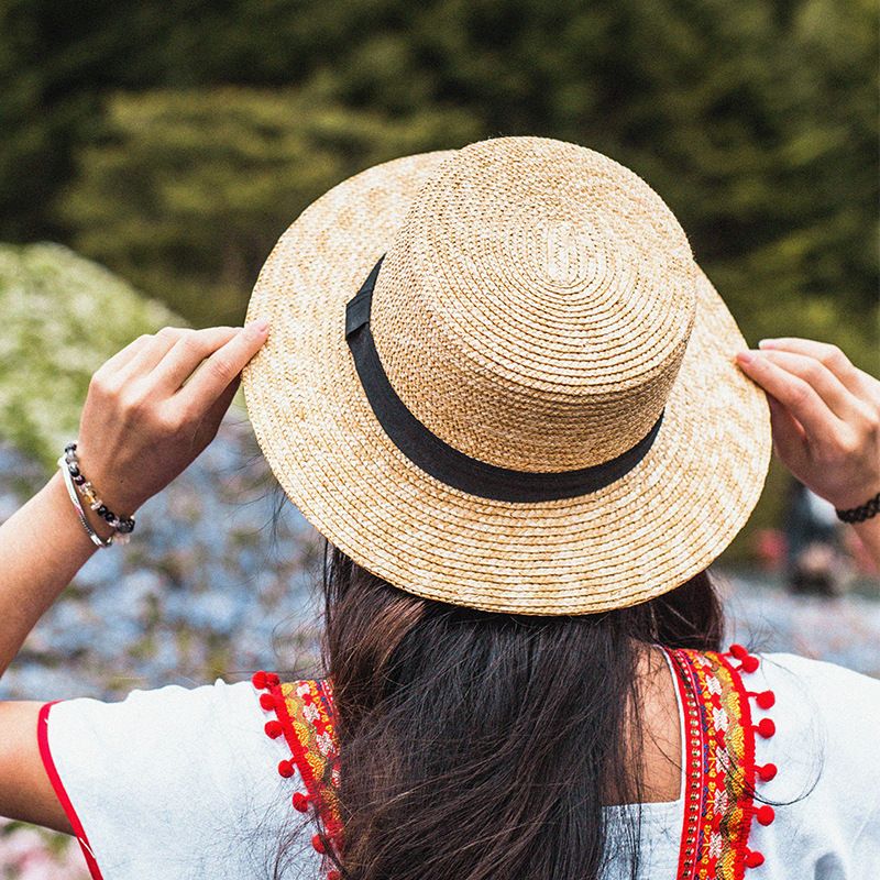 Fashion Fashion Classical Beach Ribbon Bowknot Boater Wide Brim Summer Sun Hats for Women Ladies Wheat Straw Cap Kentucky Derby Hat_voghion.com