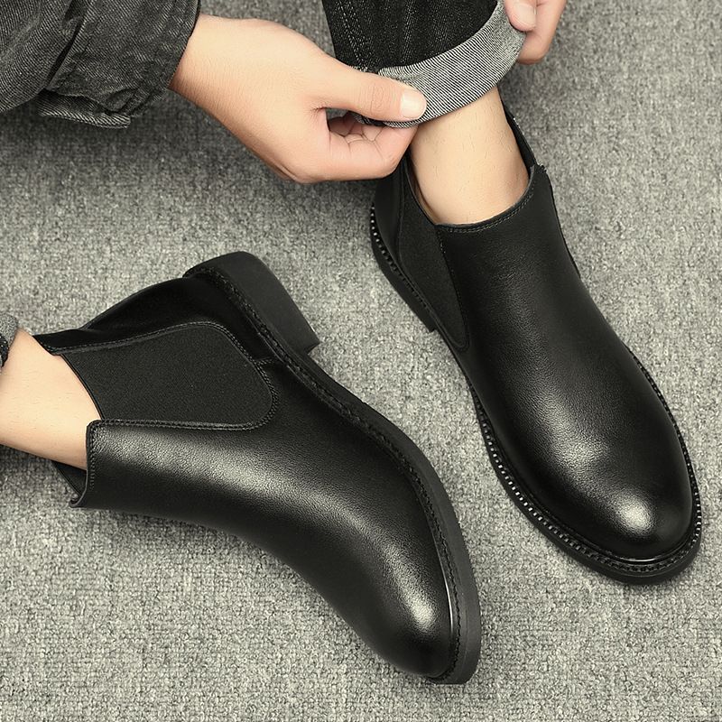 Martin Boots Men's High-top Wind Tooling Short Boots Heightening Men's Medium-top Chelsea Boots_voghion.com