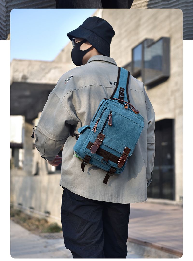 Men's Chest Bag Casual Water Proof Messenger Shoulder Bag Large Capacity Canvas Chest Backpack Outdoor Chest Bag Messenger Bag_voghion.com