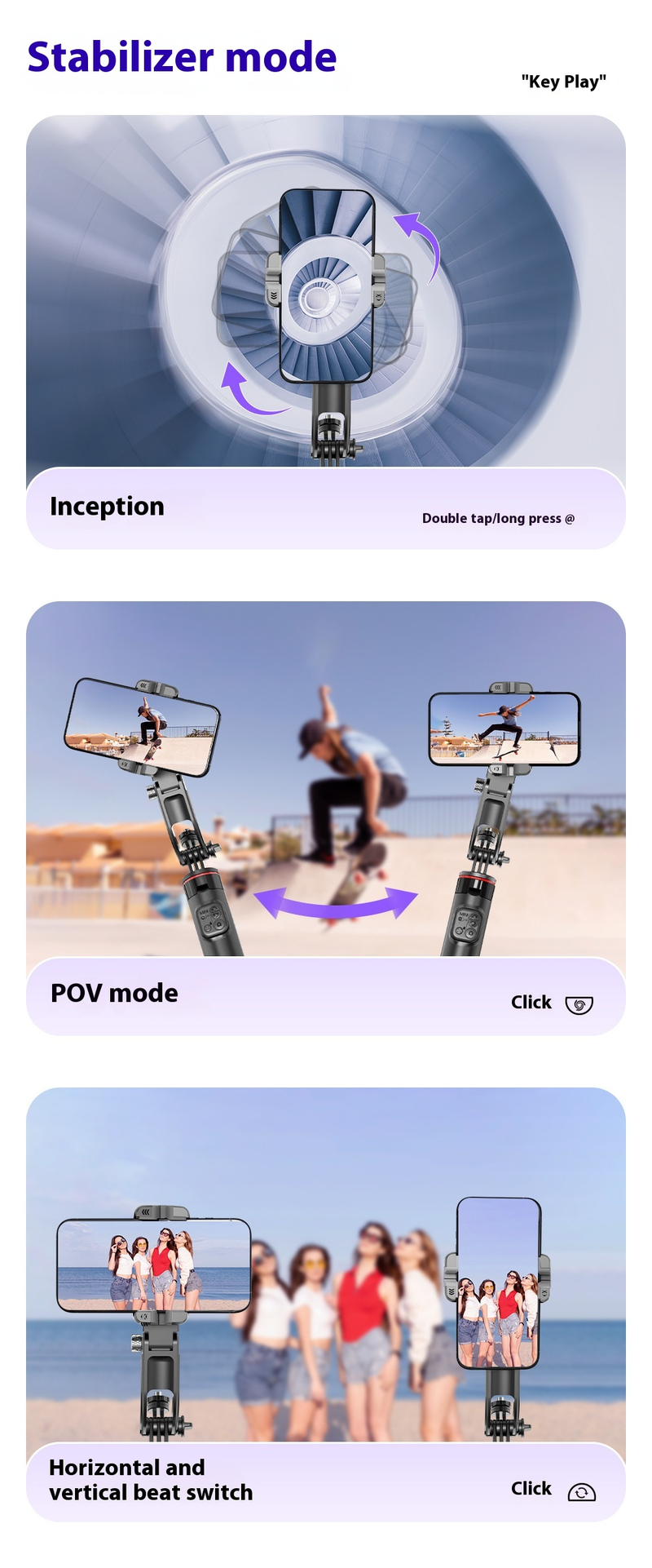New Follow-up Anti-shake Gimbal Mobile Phone Selfie Stick, Fully Automatic Photo Artifact, Bluetooth Connection, Anti-shake Retractable_voghion.com